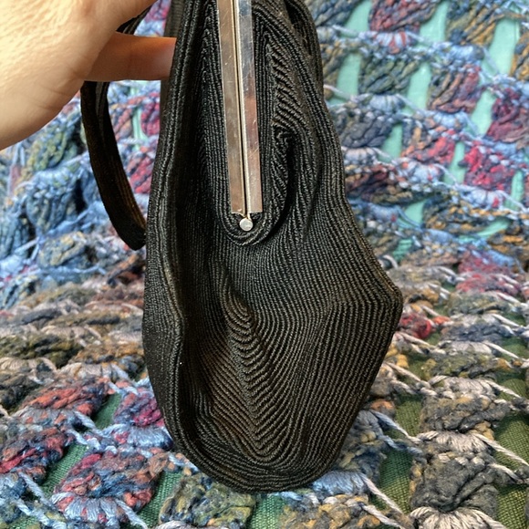 1940s Genuine Korday black cord handbag/clutch. Vintage - Picture 3 of 8